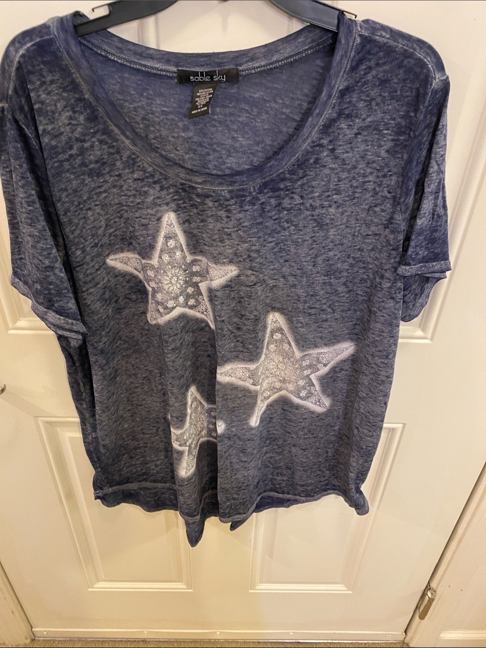 Women's Navy Star Motif Short Sleeve Tee